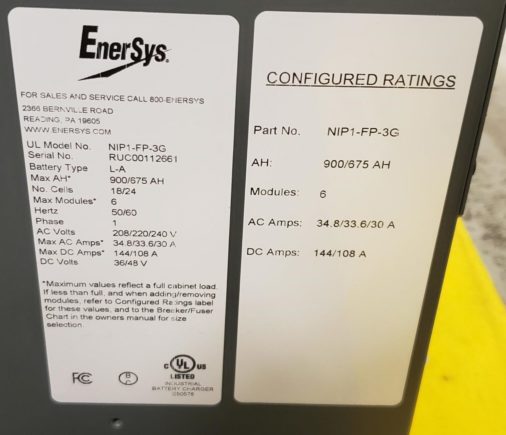 Enersys 36V | 48V Multi-Volt Forklift Battery Charger