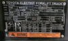 Used Toyota 7FB30 Electric Forklift - Data Plate