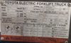 Used Toyota Electric 7FBCU15 Forklift - Date Plate