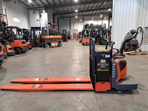Used Toyota Electric Ride-On Pallet Jack for sale Toyota 8HBE40 WestMat Western Materials Handling Alberta