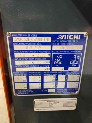 USED 2023 AICHI SCISSOR LIFT SV2632E For Sale Alberta Western Materials Handling Equipment