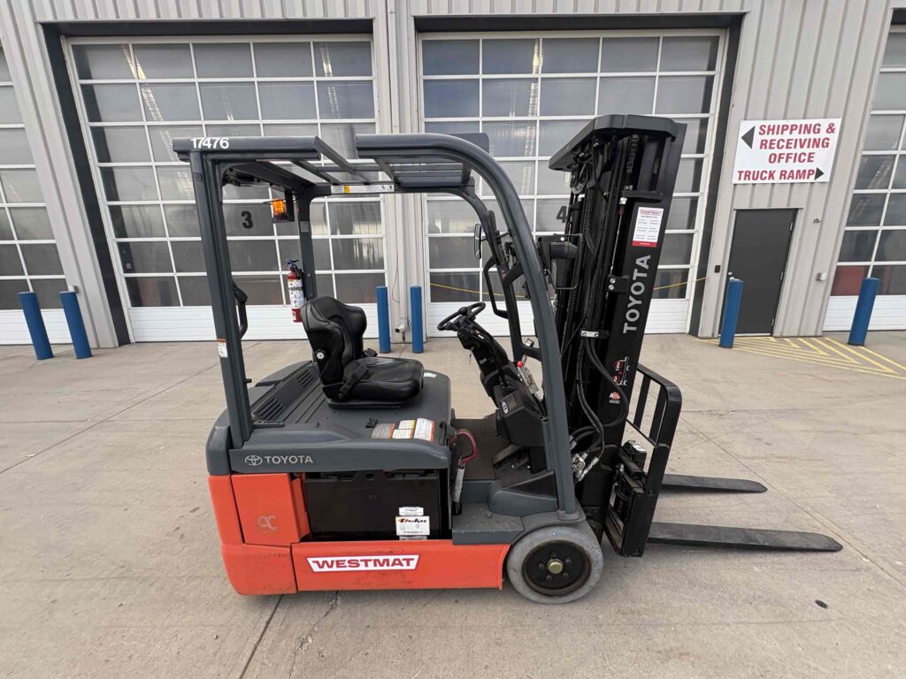 Used 2022 Toyota 8FBE20U Electric 3-Wheel Forklift for sale in Calgary, Alberta through WestMat Western Materials Handling