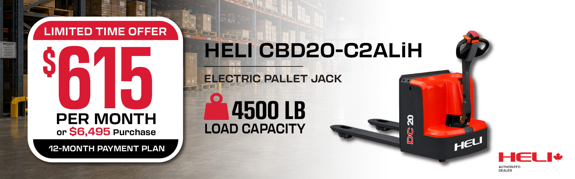 Heli CBD20 C2ALiH Electric Walkie Pallet Jack for sale in Alberta