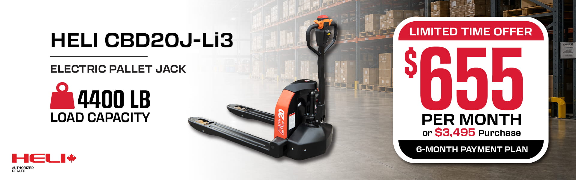 Heli CBD20J Li3 Electric Walkie Pallet Jack for sale in Alberta