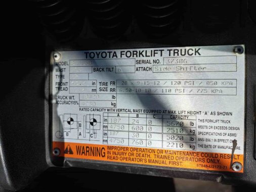 Used 2013 TOYOTA 8FGU30 Forklift for sale with Western Materials Handling & Equipment in Alberta